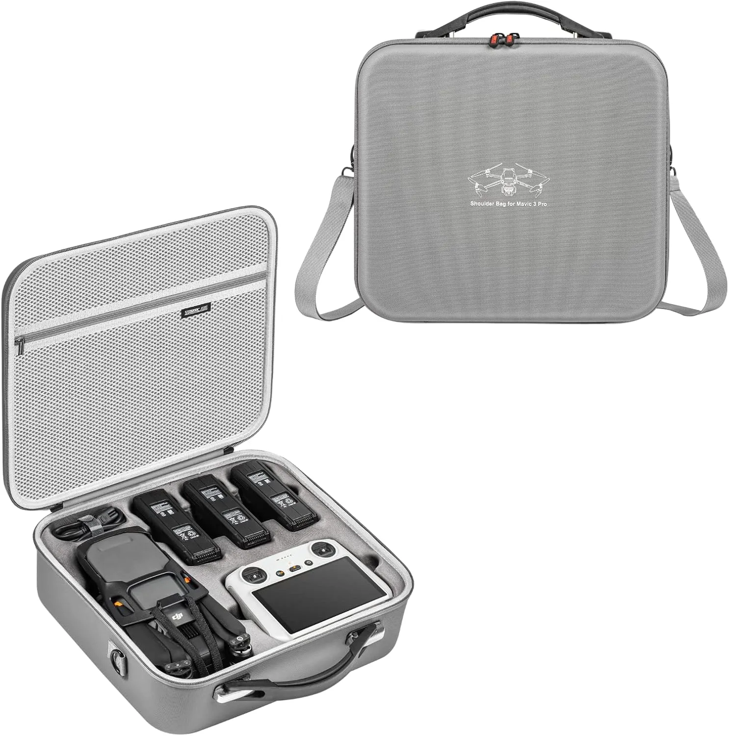Mavic 3 Pro Carrying Case, Portable PU Leather Bag with Shoulder Strap for DJI Mavic 3 Pro with DJI RC Controller Fly More Combo Accessories