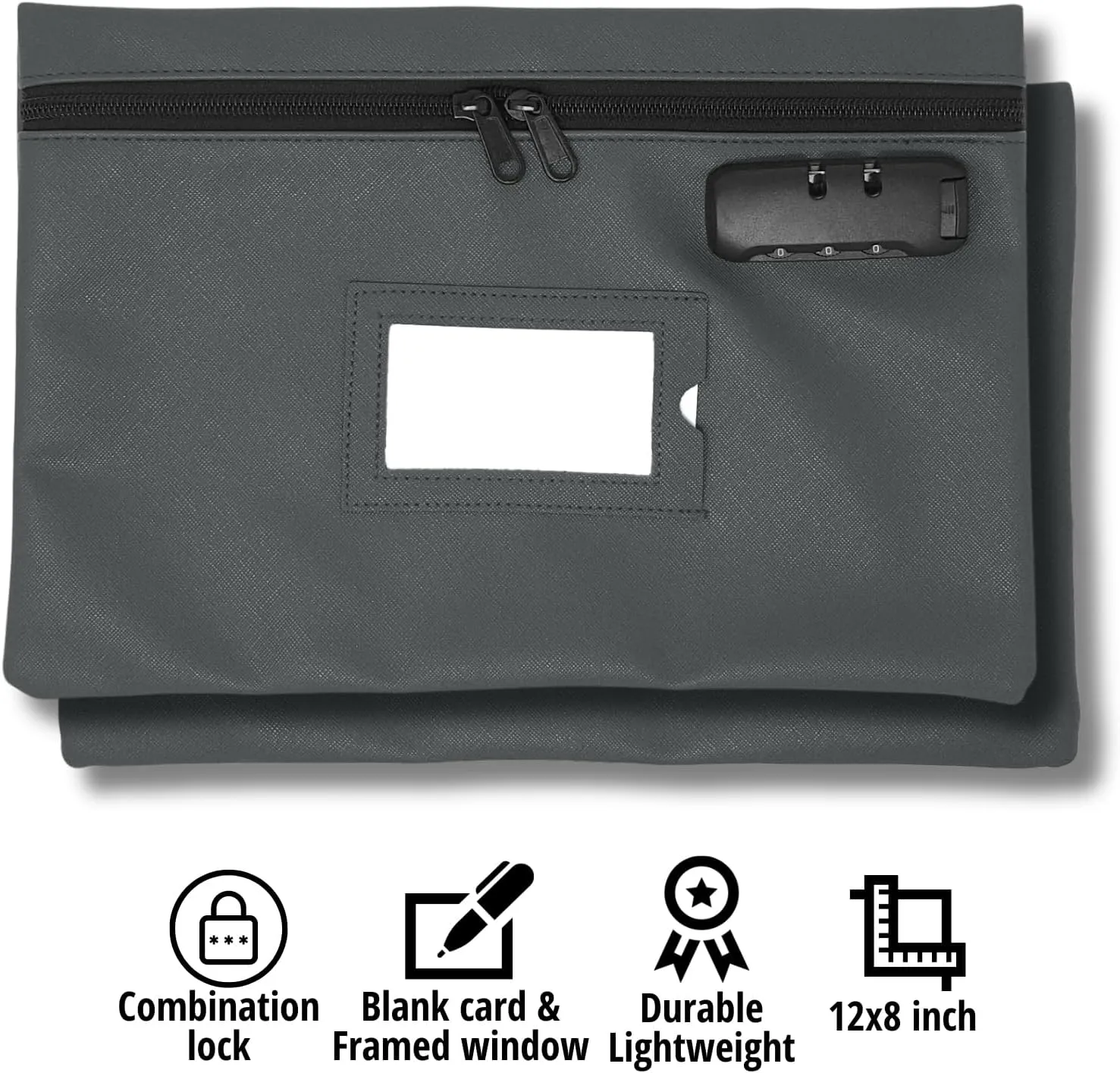 Medicine Bag with Lock | 12x8 Inch Med Bag | Medication Bag for Traveling | Small Medication Travel Bag | Kids Medicine Bag | Pills Locking Zipper Pouch Storage Case Organizer (Grey)