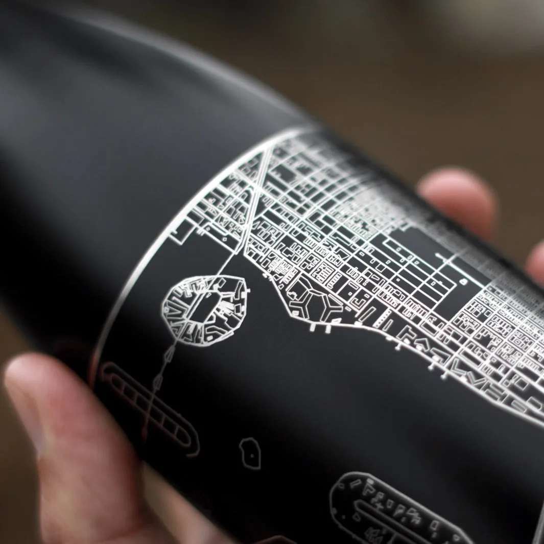 Medicine Bow - Wyoming Engraved Map Insulated Bottle in Matte Black