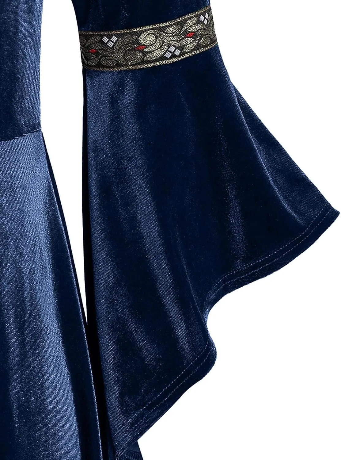 Medieval Costume Women Renaissance Dress Retro Velvet Trumpet Sleeve Corset Dress Irish Gown Long Dress for Halloween