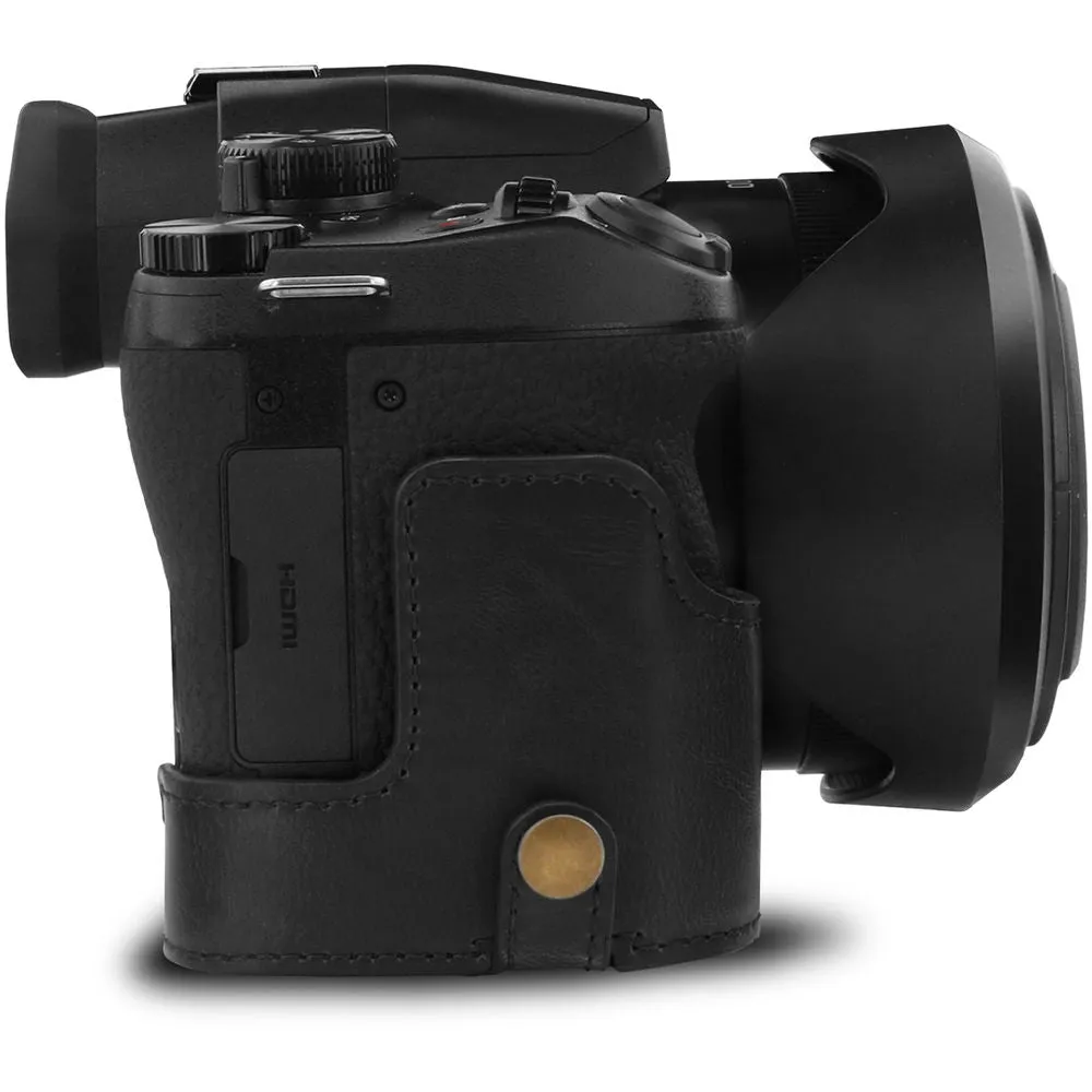 MegaGear Ever Ready PU Leather Full Camera Case for Leica V-Lux 5, Panasonic Lumix DC-FZ1000 II (Black)