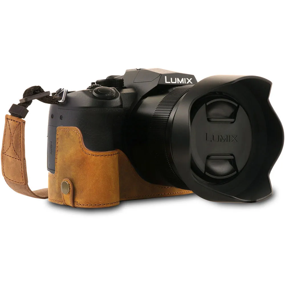 MegaGear Ever Ready PU Leather Full Camera Case for Leica V-Lux 5, Panasonic Lumix DC-FZ1000 II (Black)