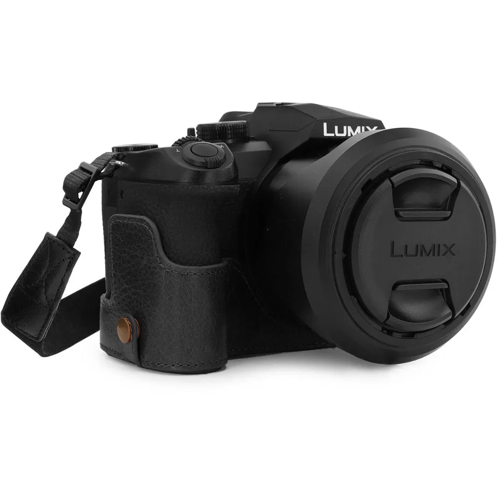 MegaGear Ever Ready PU Leather Full Camera Case for Leica V-Lux 5, Panasonic Lumix DC-FZ1000 II (Black)