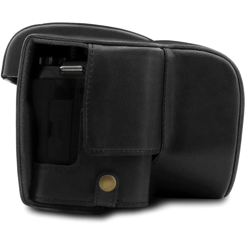 MegaGear Ever Ready PU Leather Full Camera Case for Leica V-Lux 5, Panasonic Lumix DC-FZ1000 II (Black)