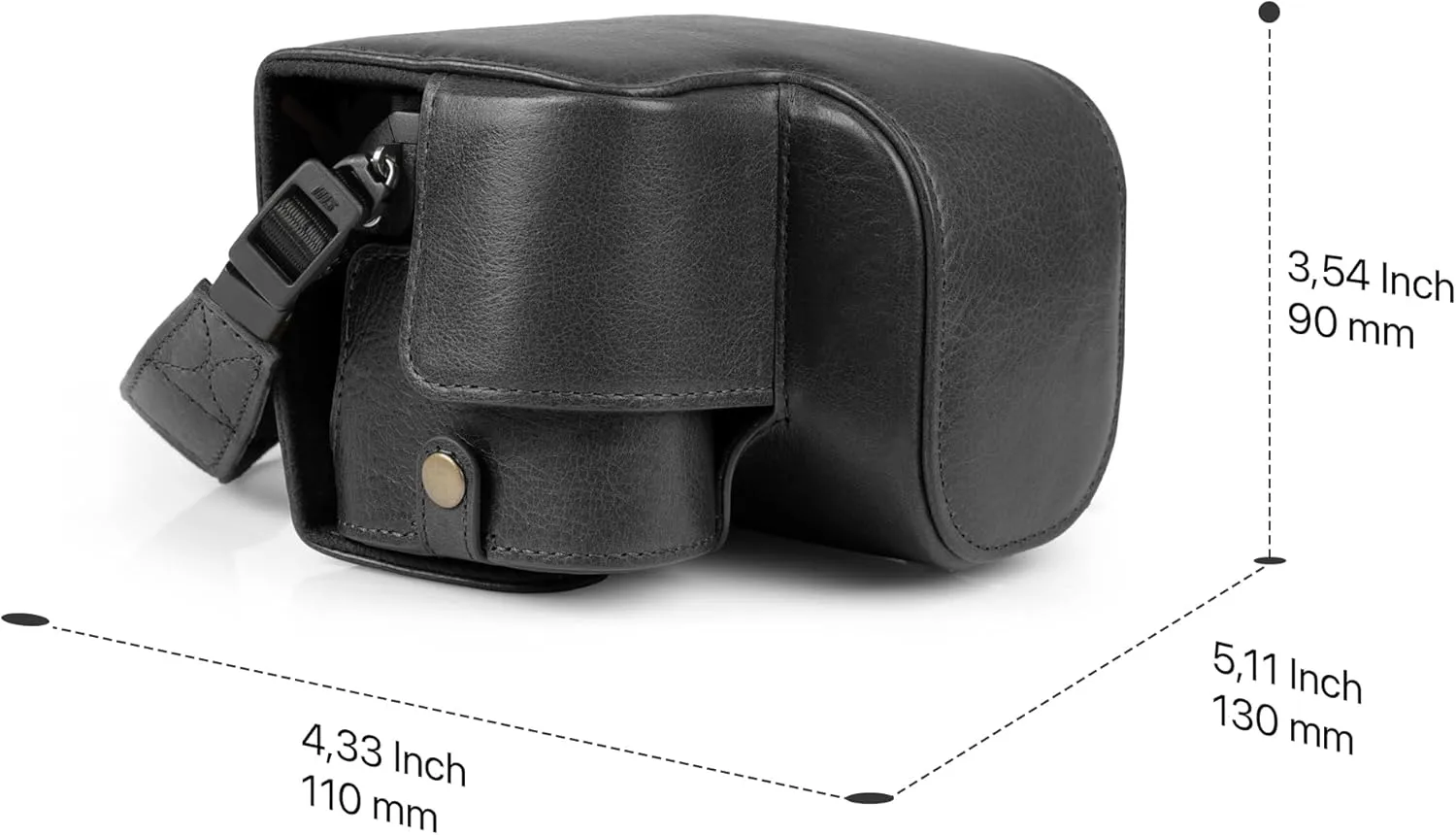 MegaGear Genuine Leather Camera Case for Sony Alpha a6700 (16-50mm) - Stylish and Protective - Black