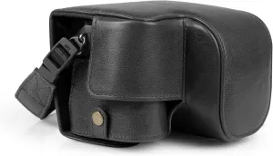 MegaGear Genuine Leather Camera Case for Sony Alpha a6700 (16-50mm) - Stylish and Protective - Black