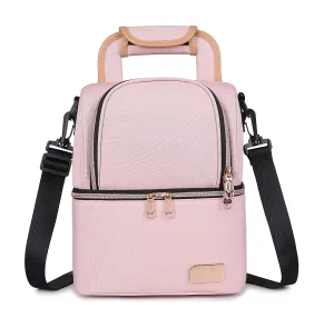 Meichoon Breast Milk Freezer Baby Bottle Cooler Bag Waterproof Baby Food Insulation Maternity Handbag Double Layer Fresh Keeping Travel Backpack for Nursing Mother UH12 Pink
