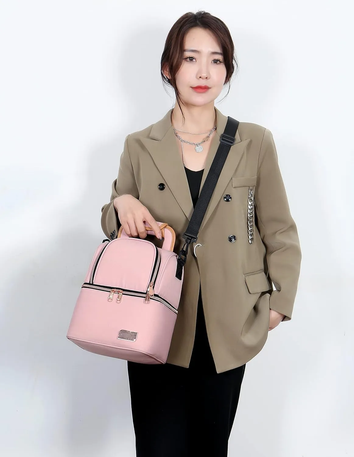 Meichoon Breast Milk Freezer Baby Bottle Cooler Bag Waterproof Baby Food Insulation Maternity Handbag Double Layer Fresh Keeping Travel Backpack for Nursing Mother UH12 Pink