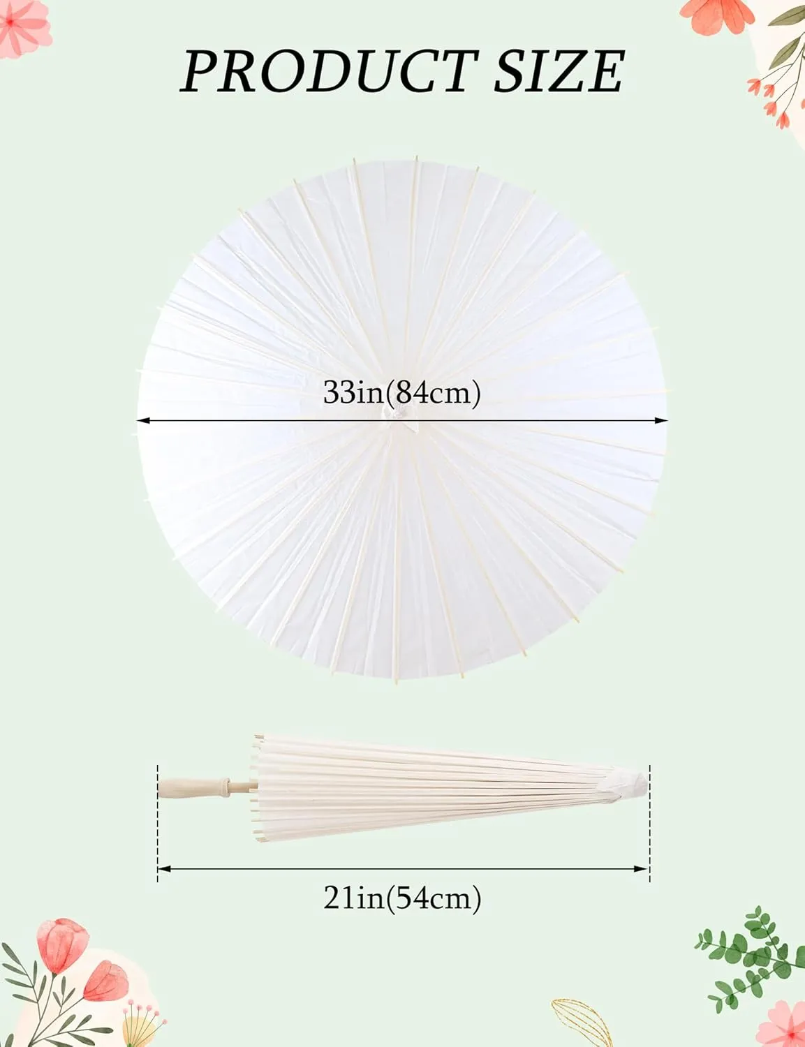 MEIKLE 33 inches Paper Parasol Paper Umbrellas for Weddings Chinese Japanese White Umbrella DIY Painting Decorative