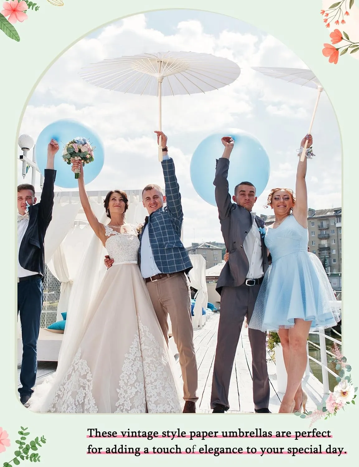MEIKLE 33 inches Paper Parasol Paper Umbrellas for Weddings Chinese Japanese White Umbrella DIY Painting Decorative