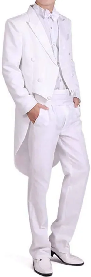 Men Formal Magic Show Costume Tailcoat Jacket Tuxedo Suits 4 Piece Chorus Musician Cosplay Adult Magician Tailcoat