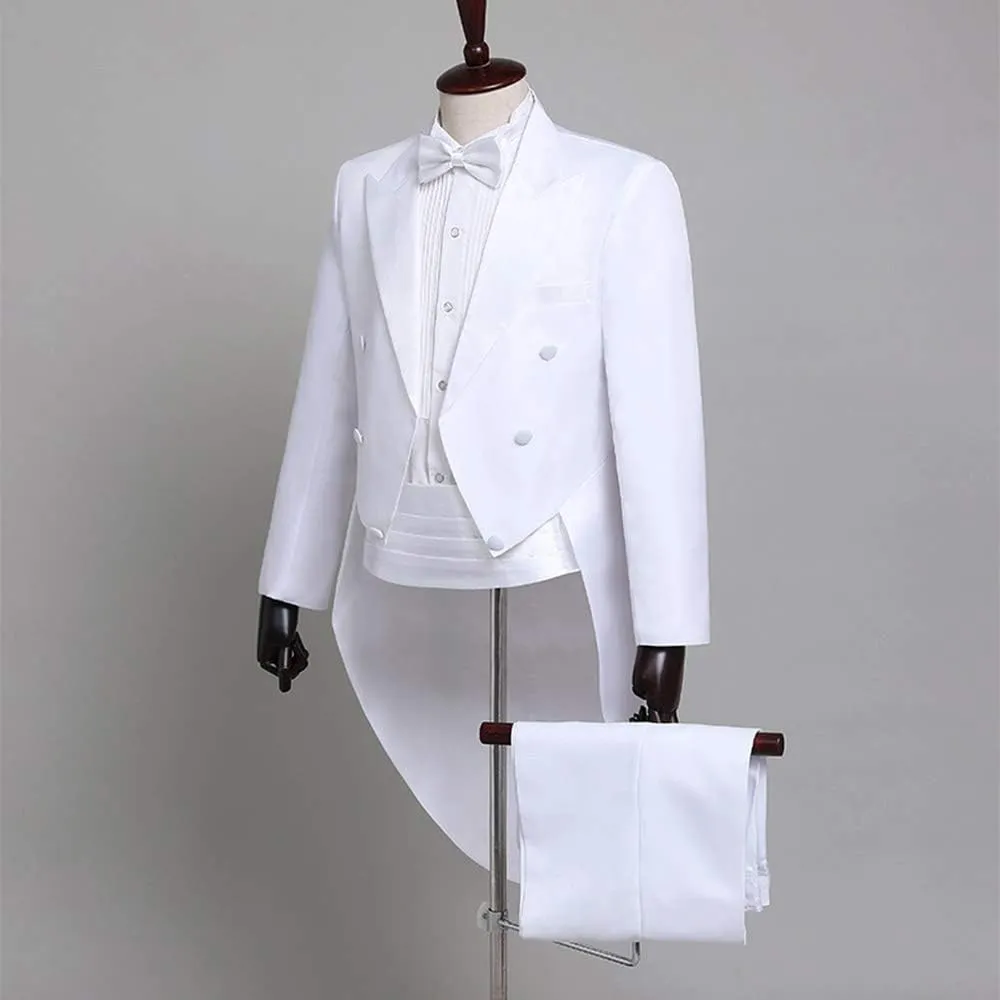 Men Formal Magic Show Costume Tailcoat Jacket Tuxedo Suits 4 Piece Chorus Musician Cosplay Adult Magician Tailcoat