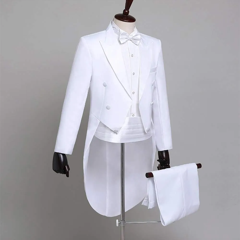 Men Formal Magic Show Costume Tailcoat Jacket Tuxedo Suits 4 Piece Chorus Musician Cosplay Adult Magician Tailcoat