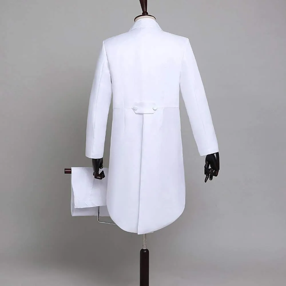Men Formal Magic Show Costume Tailcoat Jacket Tuxedo Suits 4 Piece Chorus Musician Cosplay Adult Magician Tailcoat