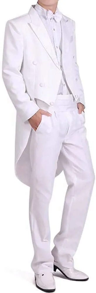 Men Formal Magic Show Costume Tailcoat Jacket Tuxedo Suits 4 Piece Chorus Musician Cosplay Adult Magician Tailcoat