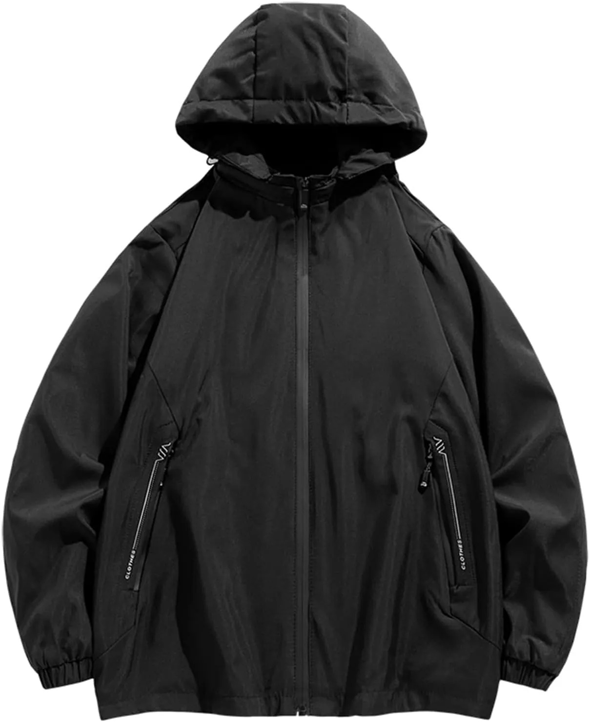 Men Waterproof Lightweight Rain Jacket Breathable Active Outdoor Hooded Raincoat Casual Trendy Work Jacket for Hiking