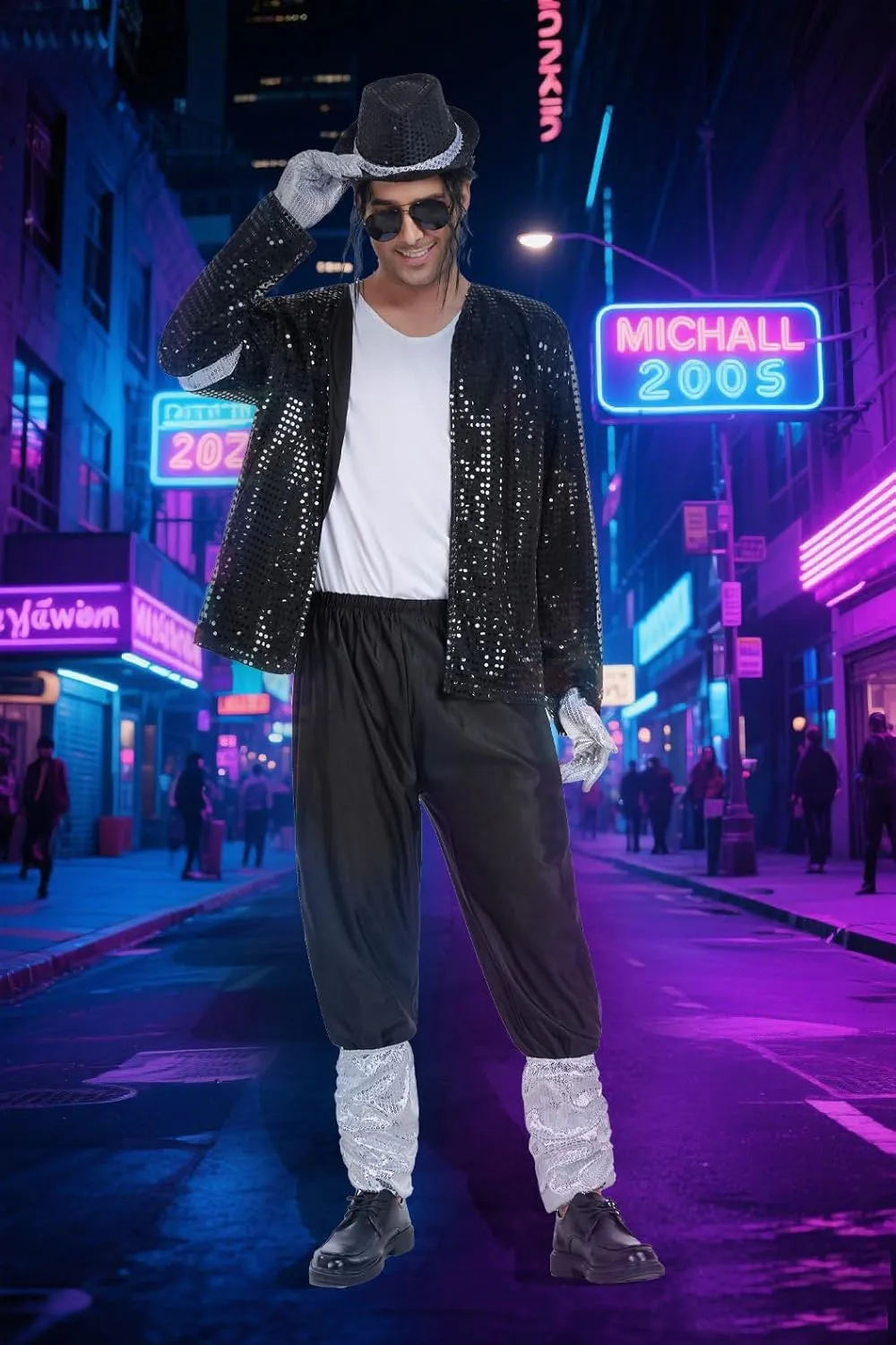 Mens Dance Star Costumes Adult 80s 90s Hip Hop Pop King Halloween Party Costumes for Men