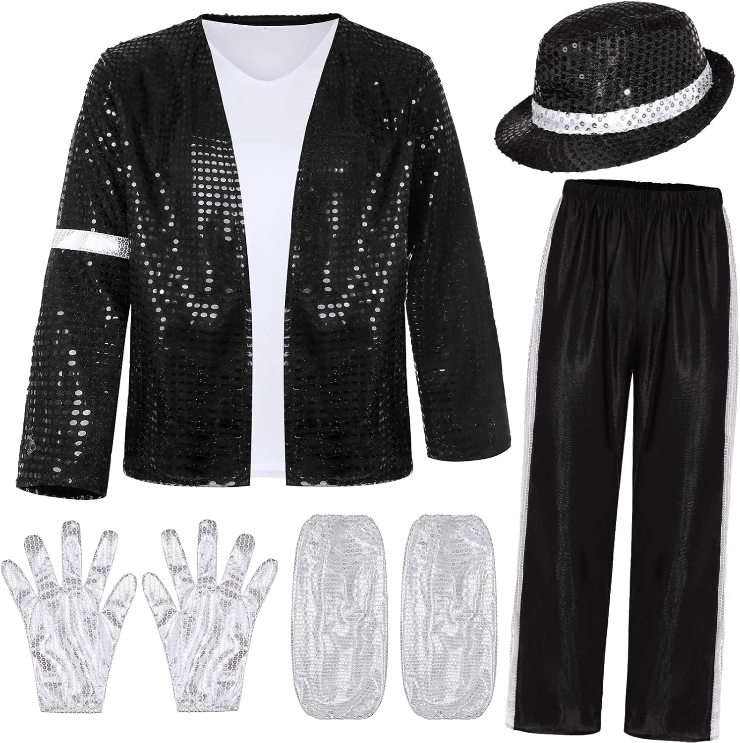 Mens Dance Star Costumes Adult 80s 90s Hip Hop Pop King Halloween Party Costumes for Men