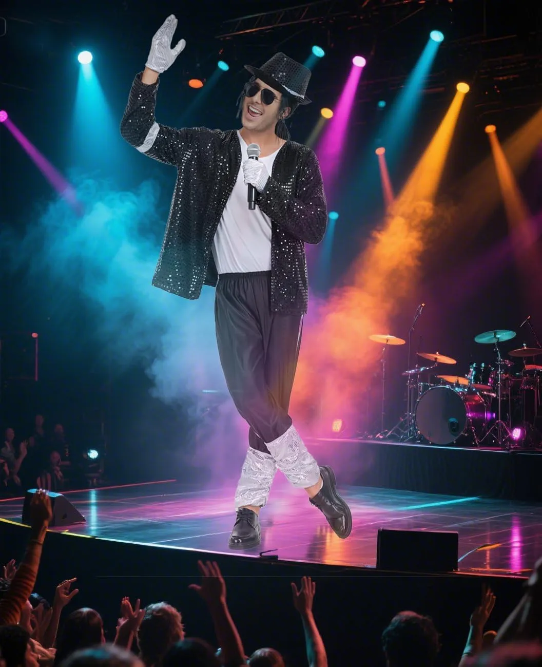 Mens Dance Star Costumes Adult 80s 90s Hip Hop Pop King Halloween Party Costumes for Men
