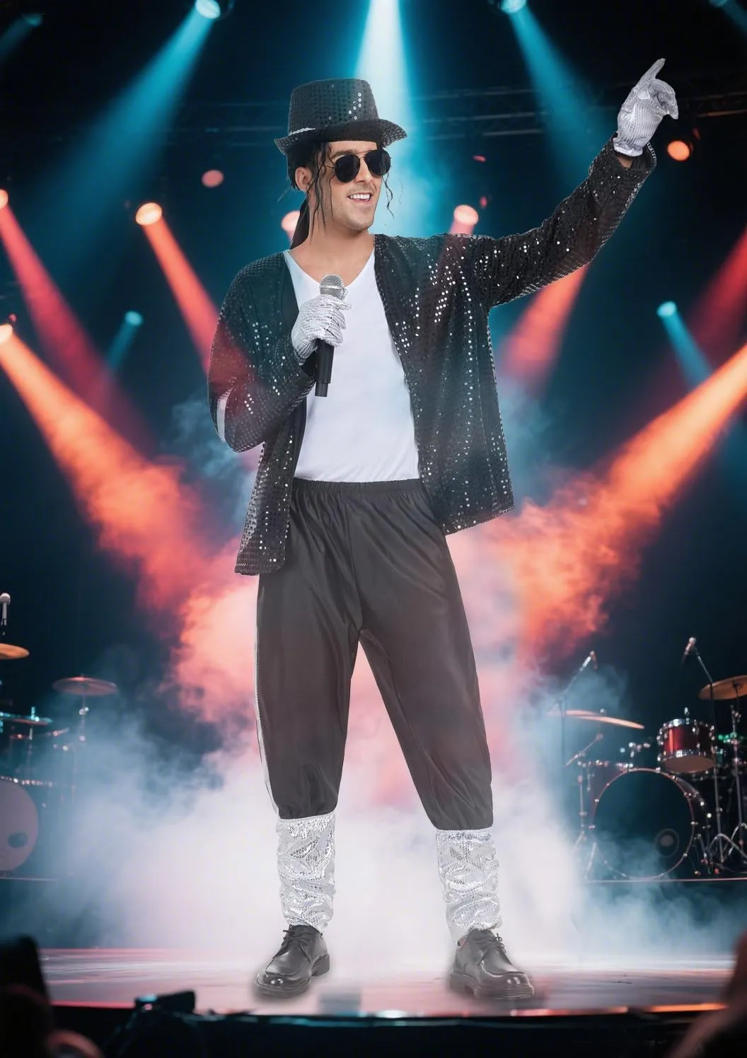 Mens Dance Star Costumes Adult 80s 90s Hip Hop Pop King Halloween Party Costumes for Men