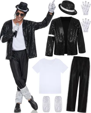Mens Dance Star Costumes Adult 80s 90s Hip Hop Pop King Halloween Party Costumes for Men