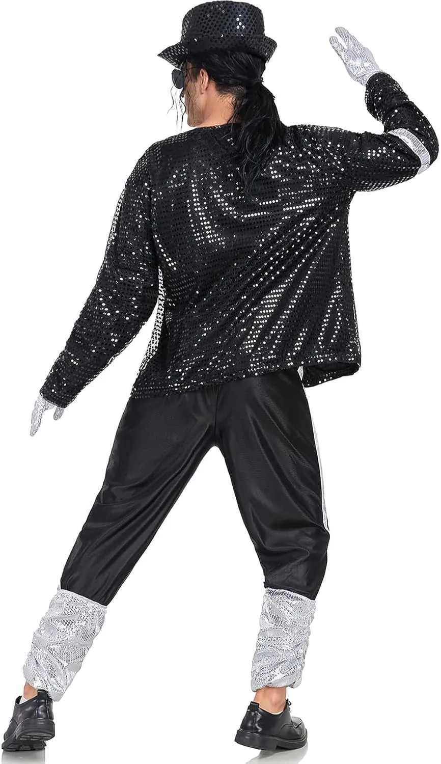 Mens Dance Star Costumes Adult 80s 90s Hip Hop Pop King Halloween Party Costumes for Men