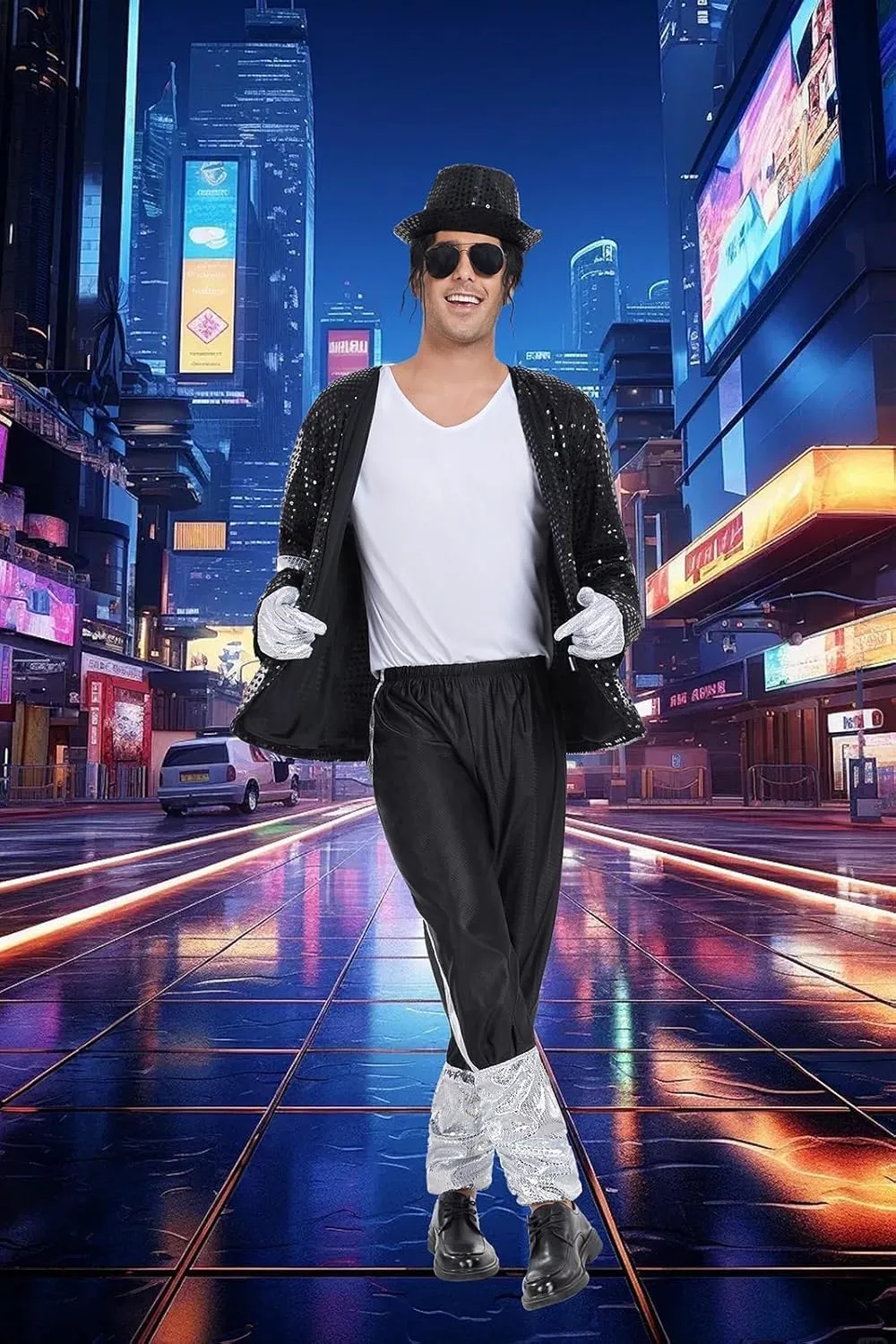 Mens Dance Star Costumes Adult 80s 90s Hip Hop Pop King Halloween Party Costumes for Men