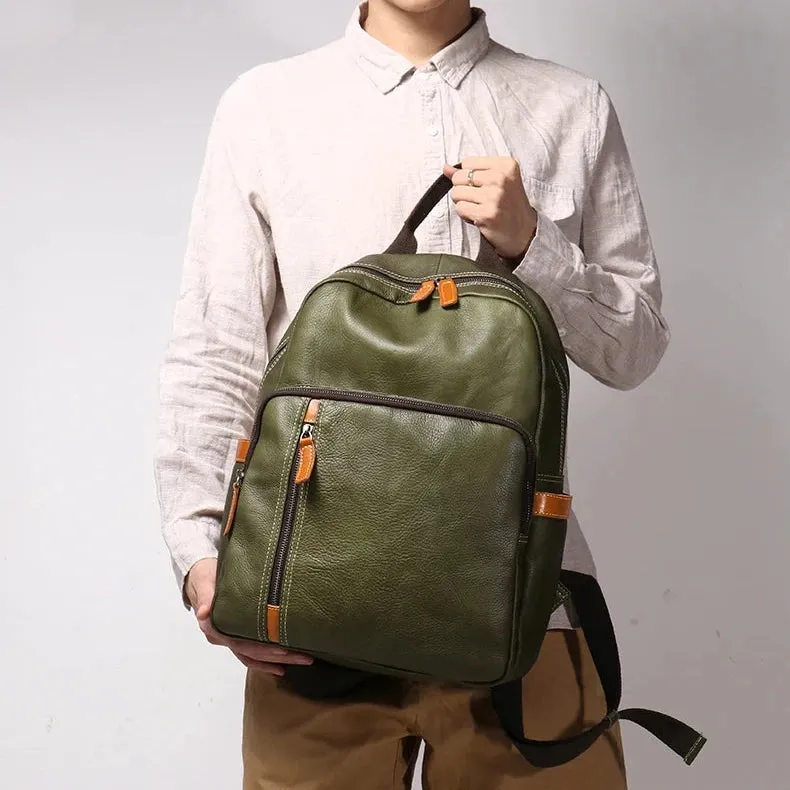 Men's Genuine Leather Travel Backpack