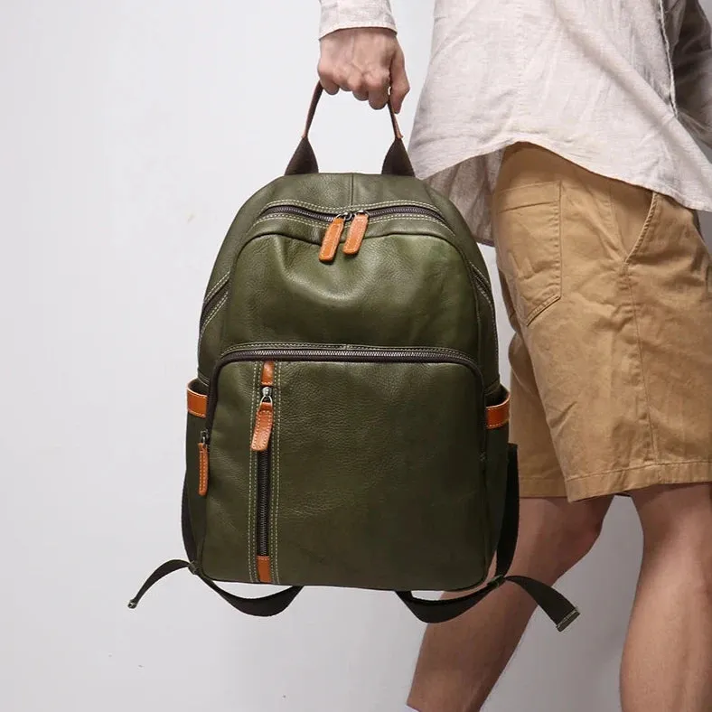 Men's Genuine Leather Travel Backpack