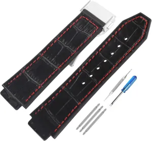 Men's Leather Strap Compatible for 25mm Hublot Big Bang Series Ladies outdoor work waterproof watch band wrist strap with buckle