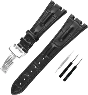 Men's Leather Strap Compatible for 28mm Audemars Piguet Royal Oak Offshore AP 15703 15710 15400 26470 26400 Ladies outdoor work waterproof watch band wrist strap buckle