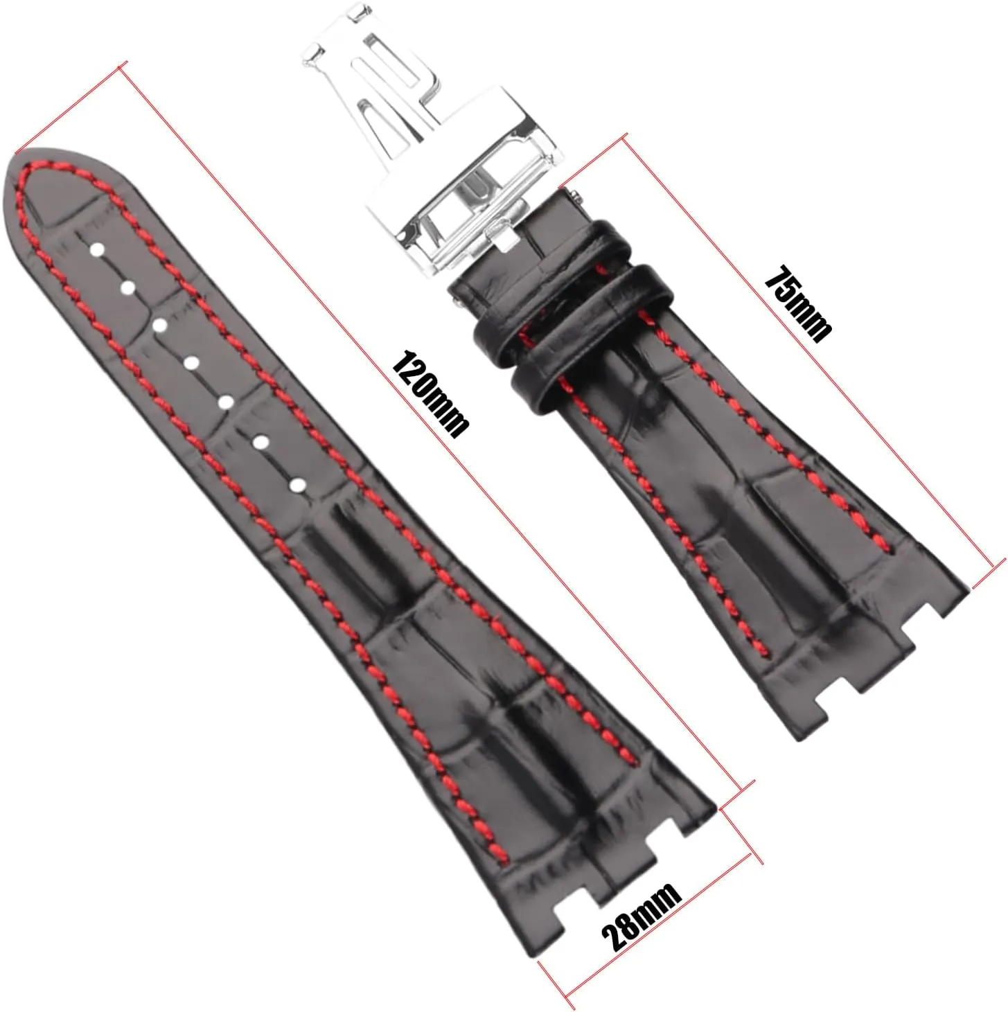 Men's Leather Strap Compatible for 28mm Audemars Piguet Royal Oak Offshore AP 15703 15710 15400 26470 26400 Ladies outdoor work waterproof watch band wrist strap buckle