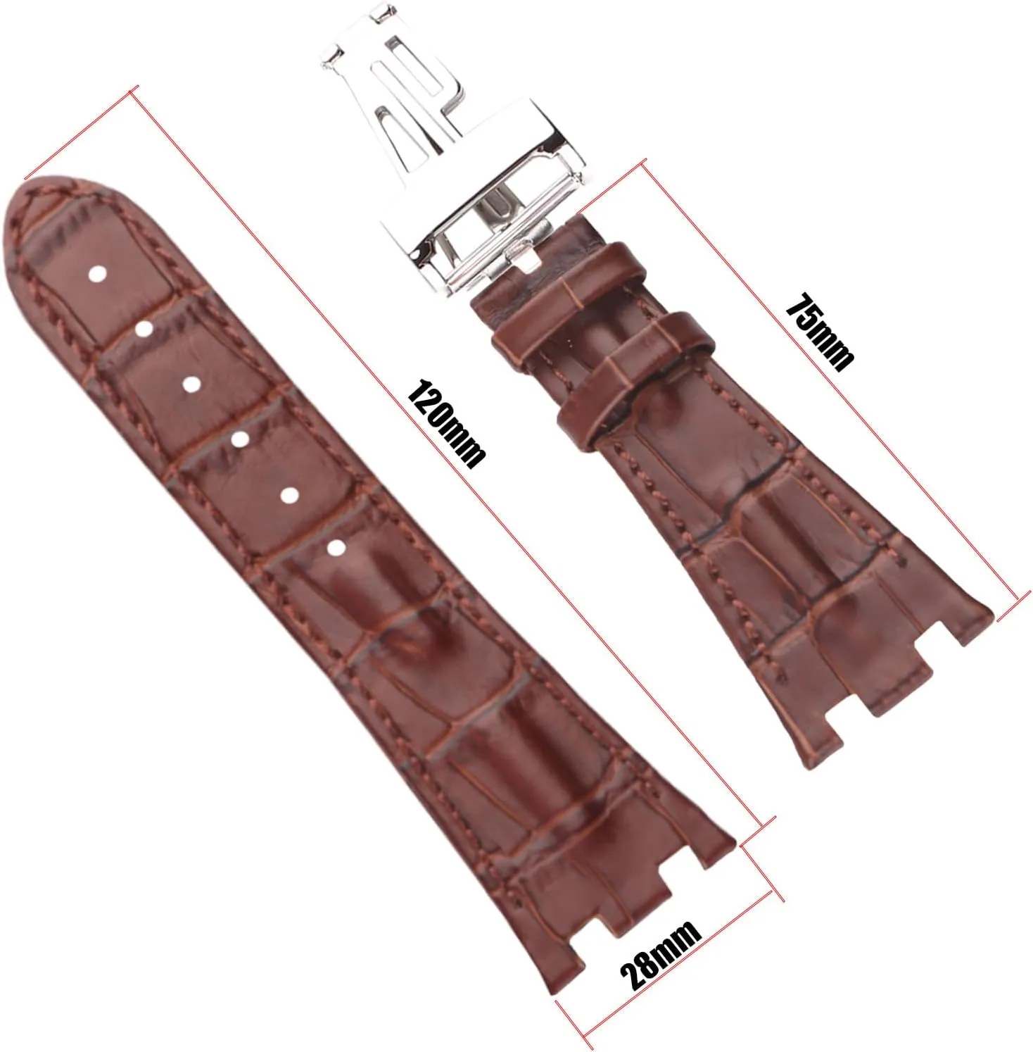 Men's Leather Strap Compatible for 28mm Audemars Piguet Royal Oak Offshore AP 15703 15710 15400 26470 26400 Ladies outdoor work waterproof watch band wrist strap buckle