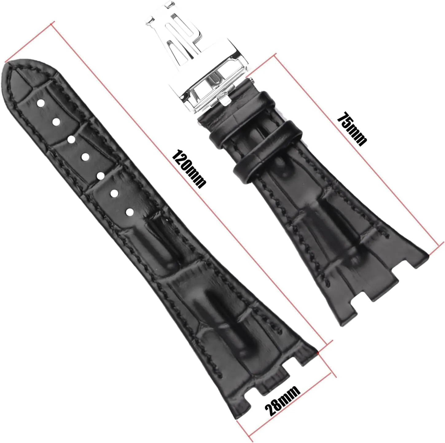 Men's Leather Strap Compatible for 28mm Audemars Piguet Royal Oak Offshore AP 15703 15710 15400 26470 26400 Ladies outdoor work waterproof watch band wrist strap buckle