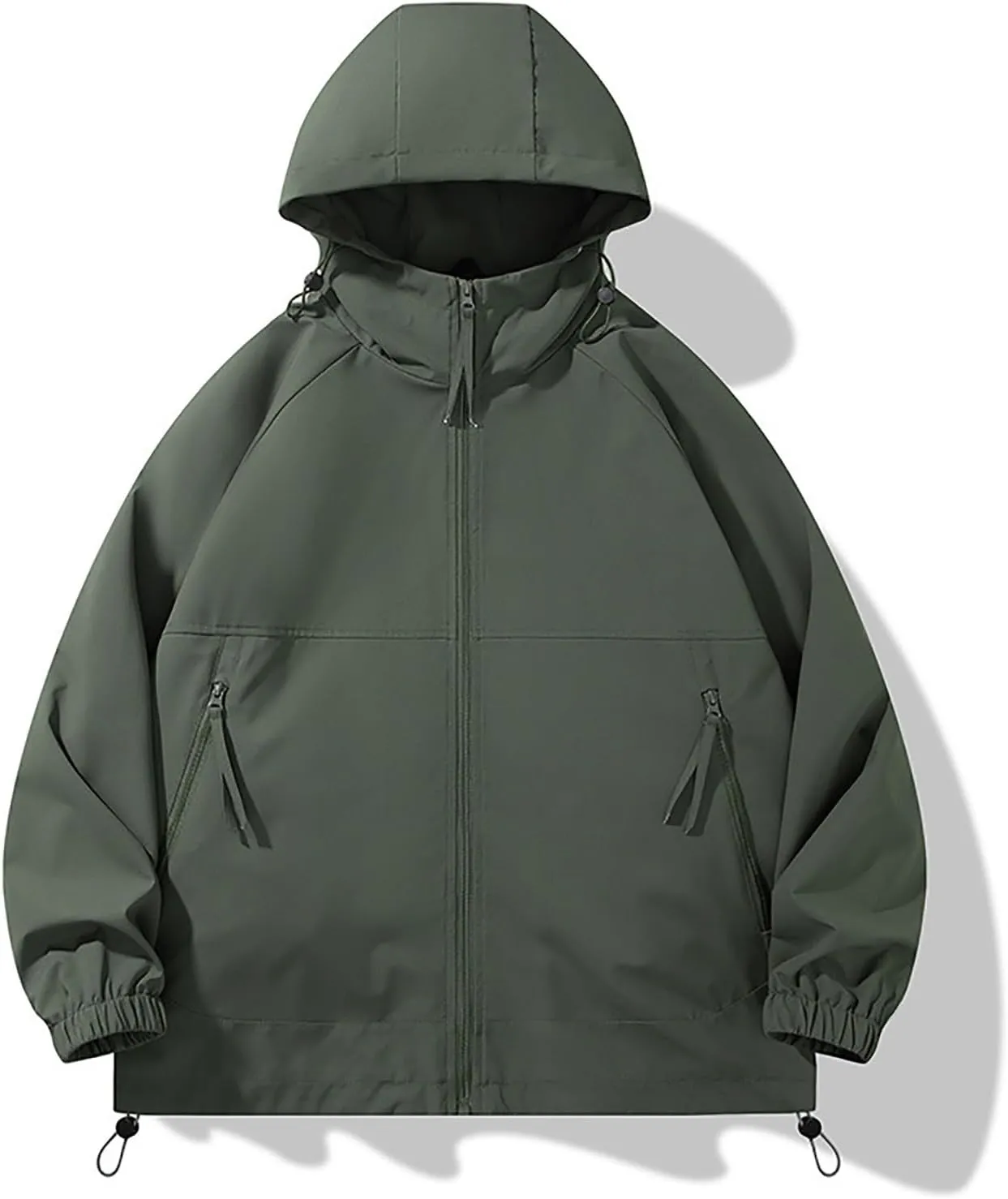 Men's Rain Jacket Waterproof Hooded Lightweight Breathable Active Outdoor Raincoat for Outdoor Cycling Hiking Running