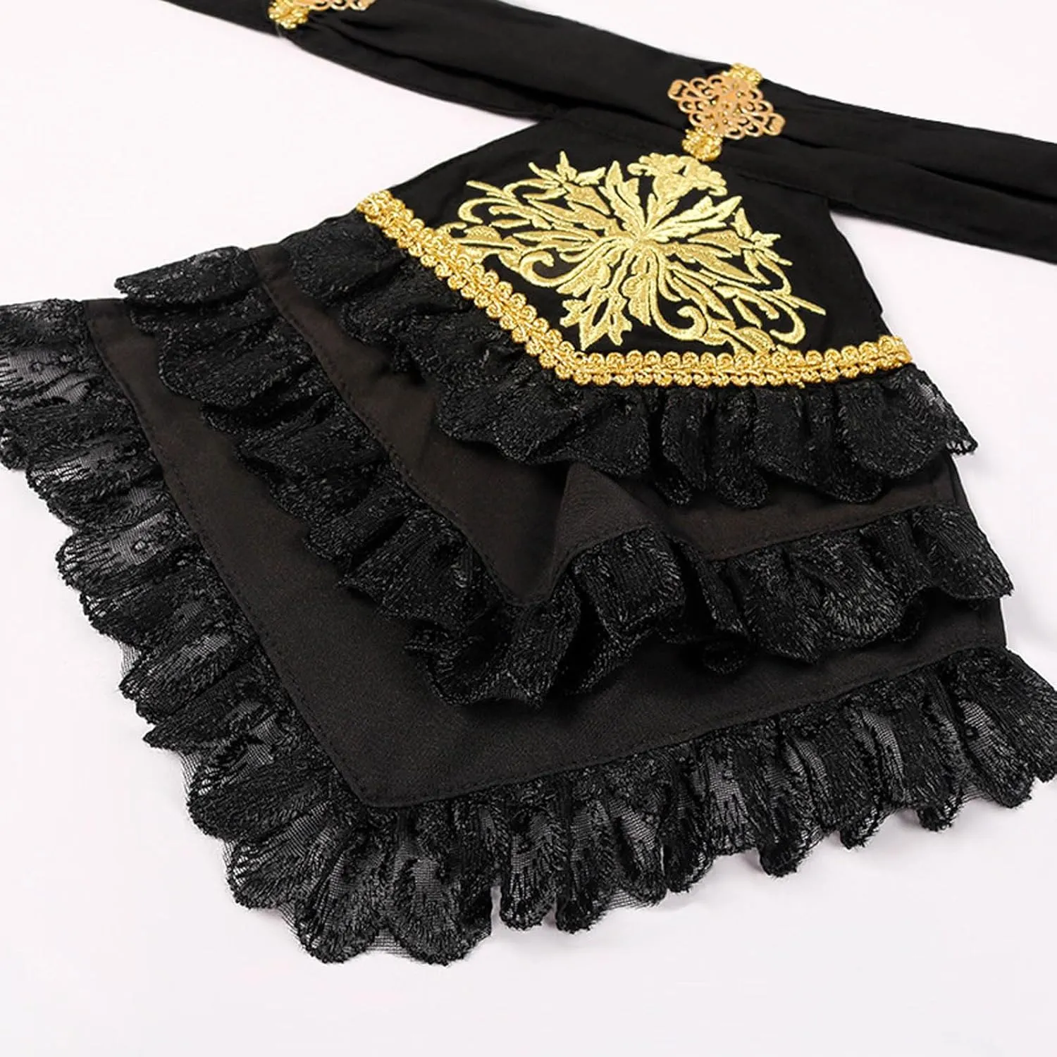 Men's Renaissance Lace Shirts Medieval Ruffled Blouse Court Long Sleeve Dress Shirt Victorian Standing Collar Costume