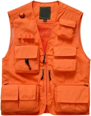 Mens Utility Casual Fishing Vests Outdoor Vest Multi Pockets Cargo Vest Travel Hunting Camping Tactical Outerwear