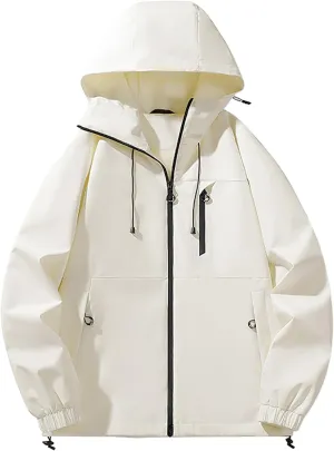 Men's Waterproof Lightweight Rain Jacket Breathable Active Outdoor Hiking Hooded Raincoat Casual Windbreaker Jackets