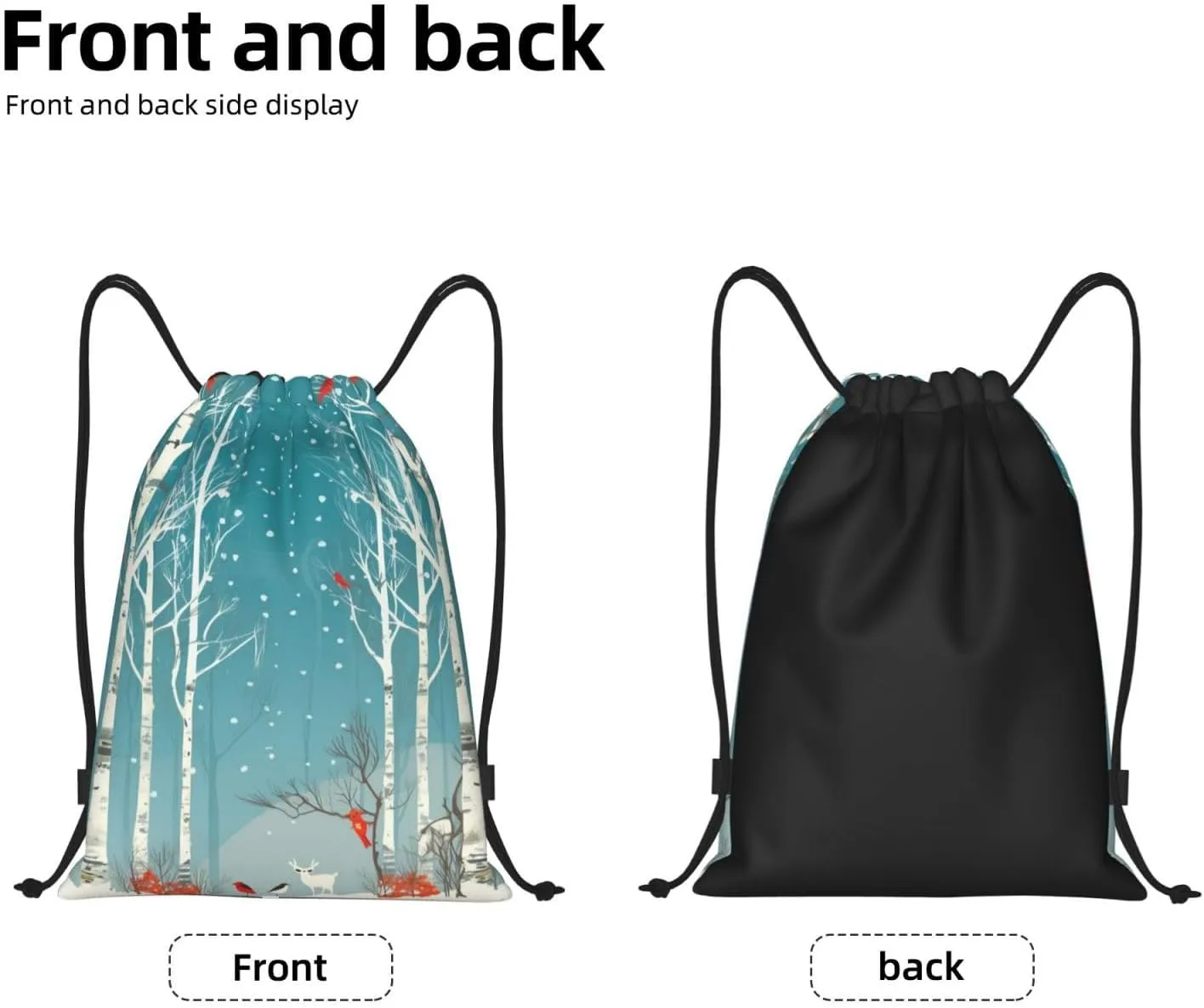 Merry Christmas Birch Tree Drawstring Backpack Waterproof String Bag Sports Sackpack Gym Bags for Men Women