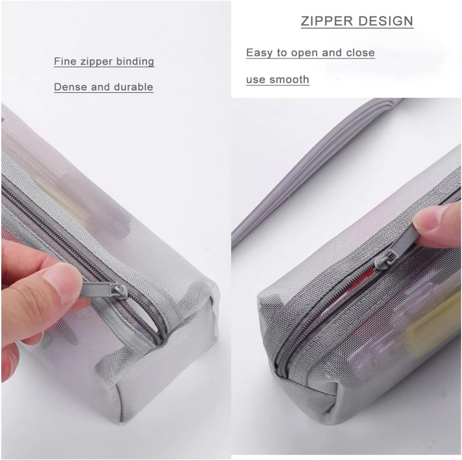 Mesh Cosmetic Bag Portable Clear Makeup Bags Mesh Zipper Pouch for Home Office Travel Accessories Organizer 3PCS