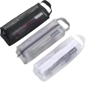 Mesh Cosmetic Bag Portable Clear Makeup Bags Mesh Zipper Pouch for Home Office Travel Accessories Organizer 3PCS