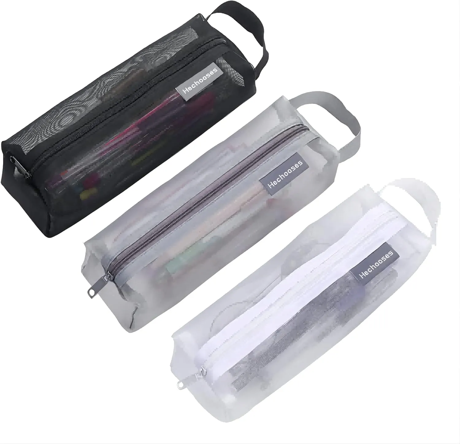 Mesh Cosmetic Bag Portable Clear Makeup Bags Mesh Zipper Pouch for Home Office Travel Accessories Organizer 3PCS