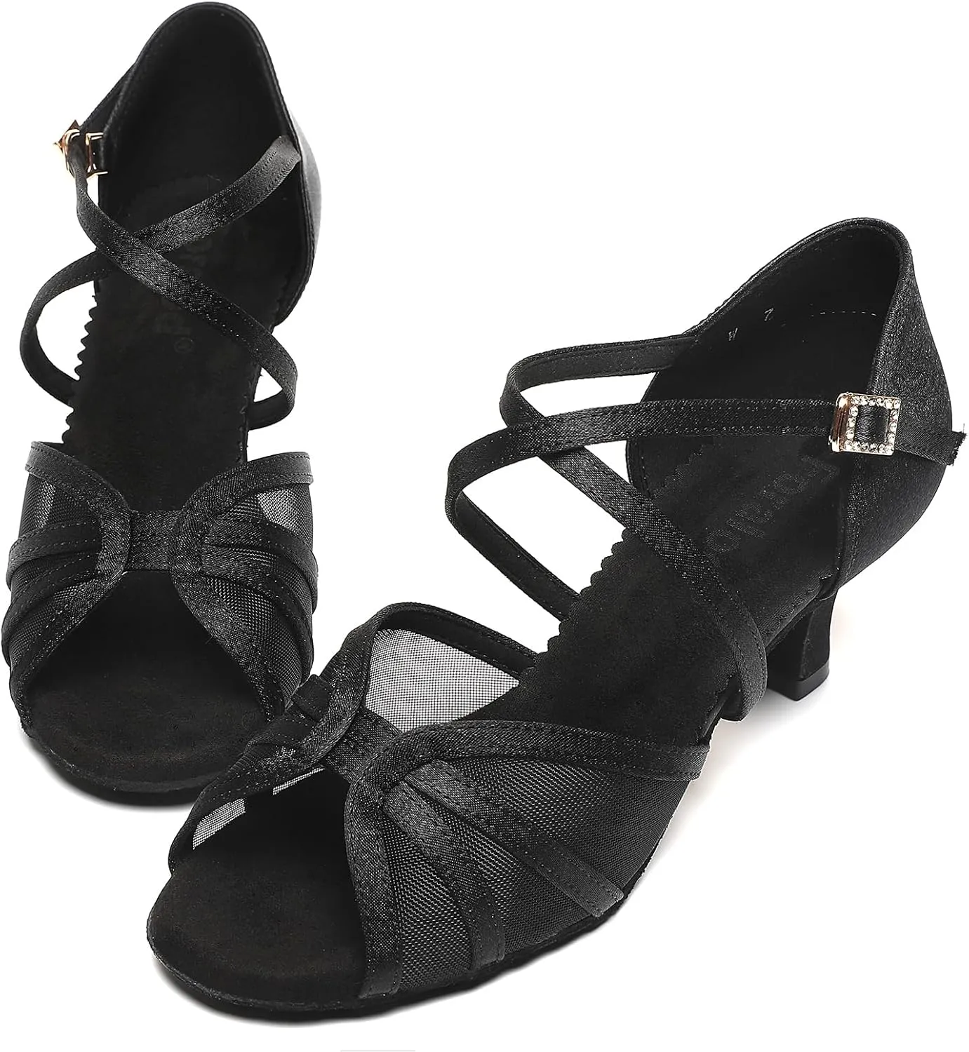 Mesh Women's Latin Dance Shoes, Salsa & Ballroom, Satin Prom Shoes with Low Heels