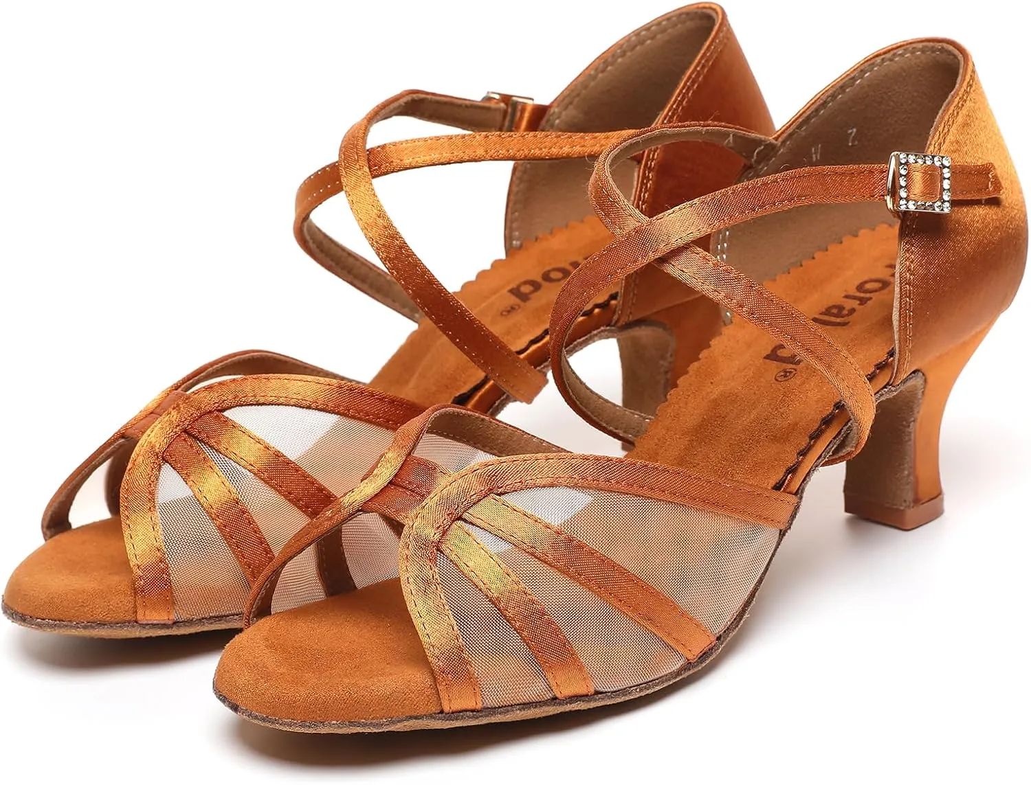 Mesh Women's Latin Dance Shoes, Salsa & Ballroom, Satin Prom Shoes with Low Heels