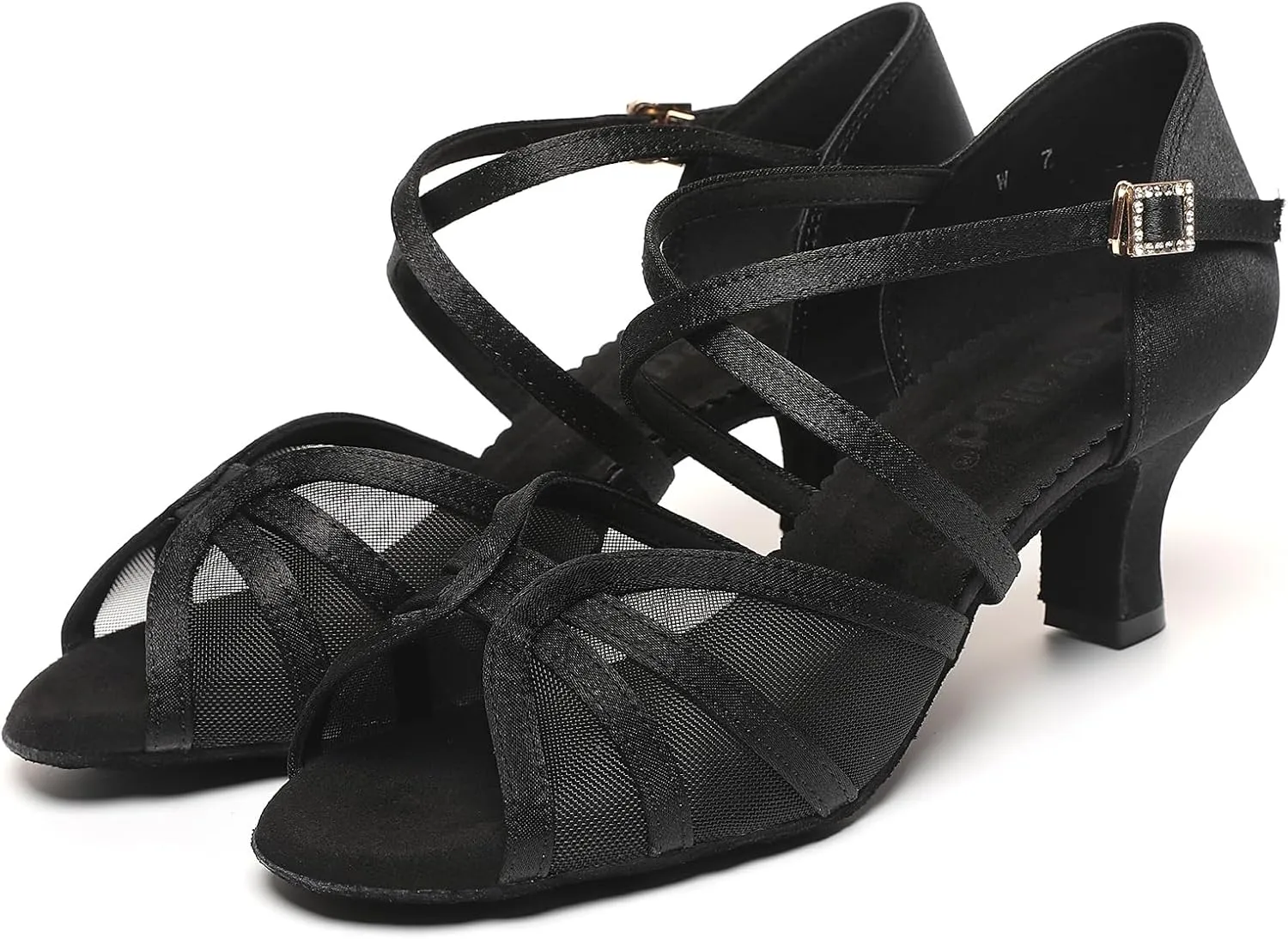 Mesh Women's Latin Dance Shoes, Salsa & Ballroom, Satin Prom Shoes with Low Heels