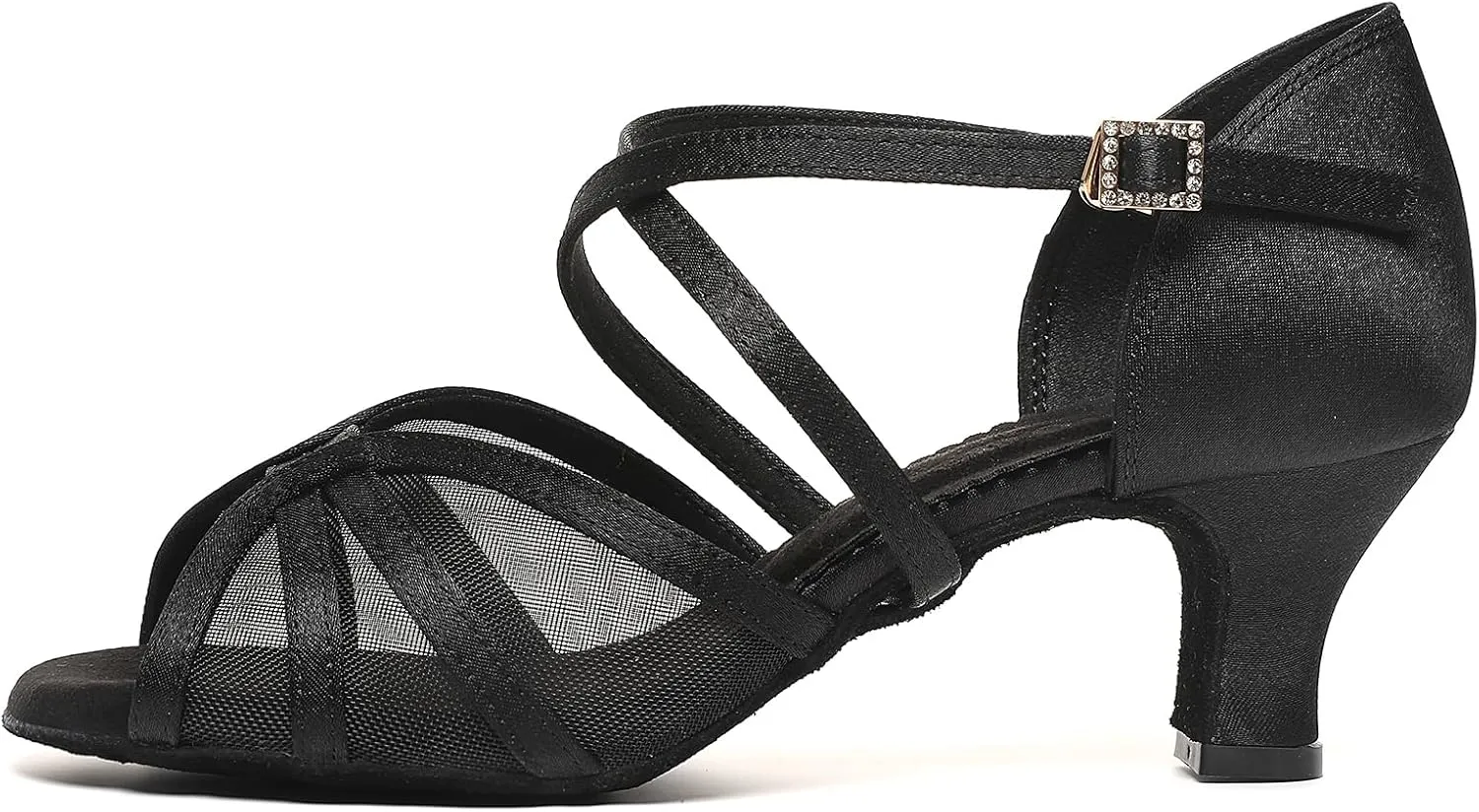 Mesh Women's Latin Dance Shoes, Salsa & Ballroom, Satin Prom Shoes with Low Heels