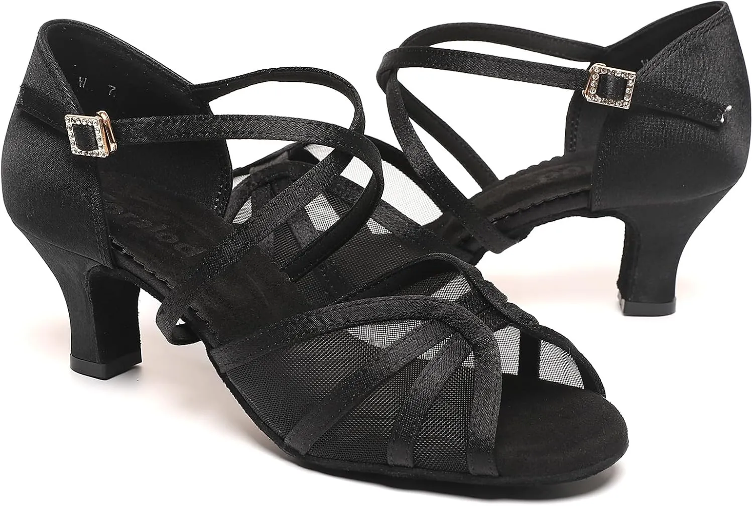 Mesh Women's Latin Dance Shoes, Salsa & Ballroom, Satin Prom Shoes with Low Heels