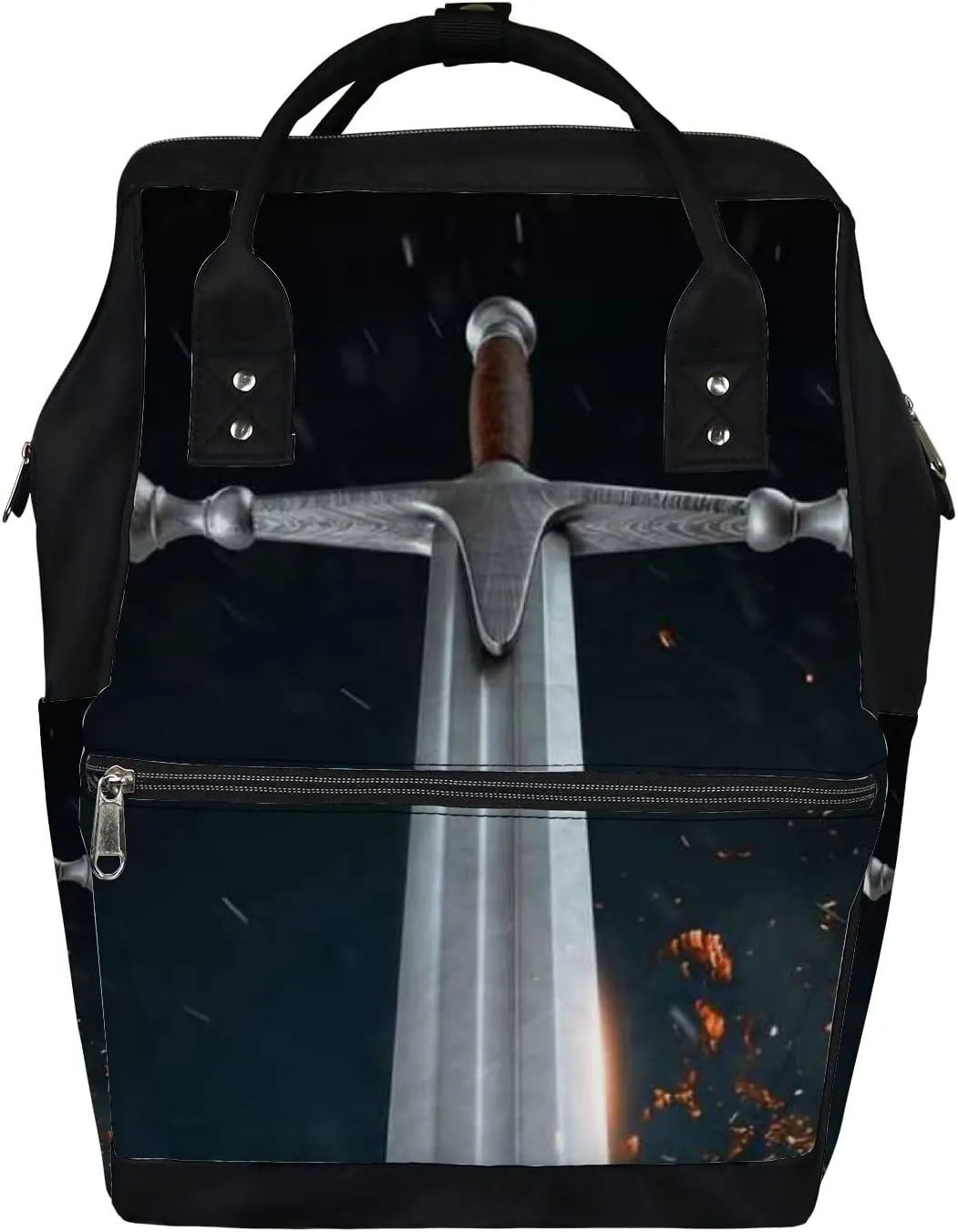 Metal Sword Diaper Bag Backpack Waterproof Backpack Baby Nappy Changing Bag for Travel Large Capacity Durable and Stylish for Woman