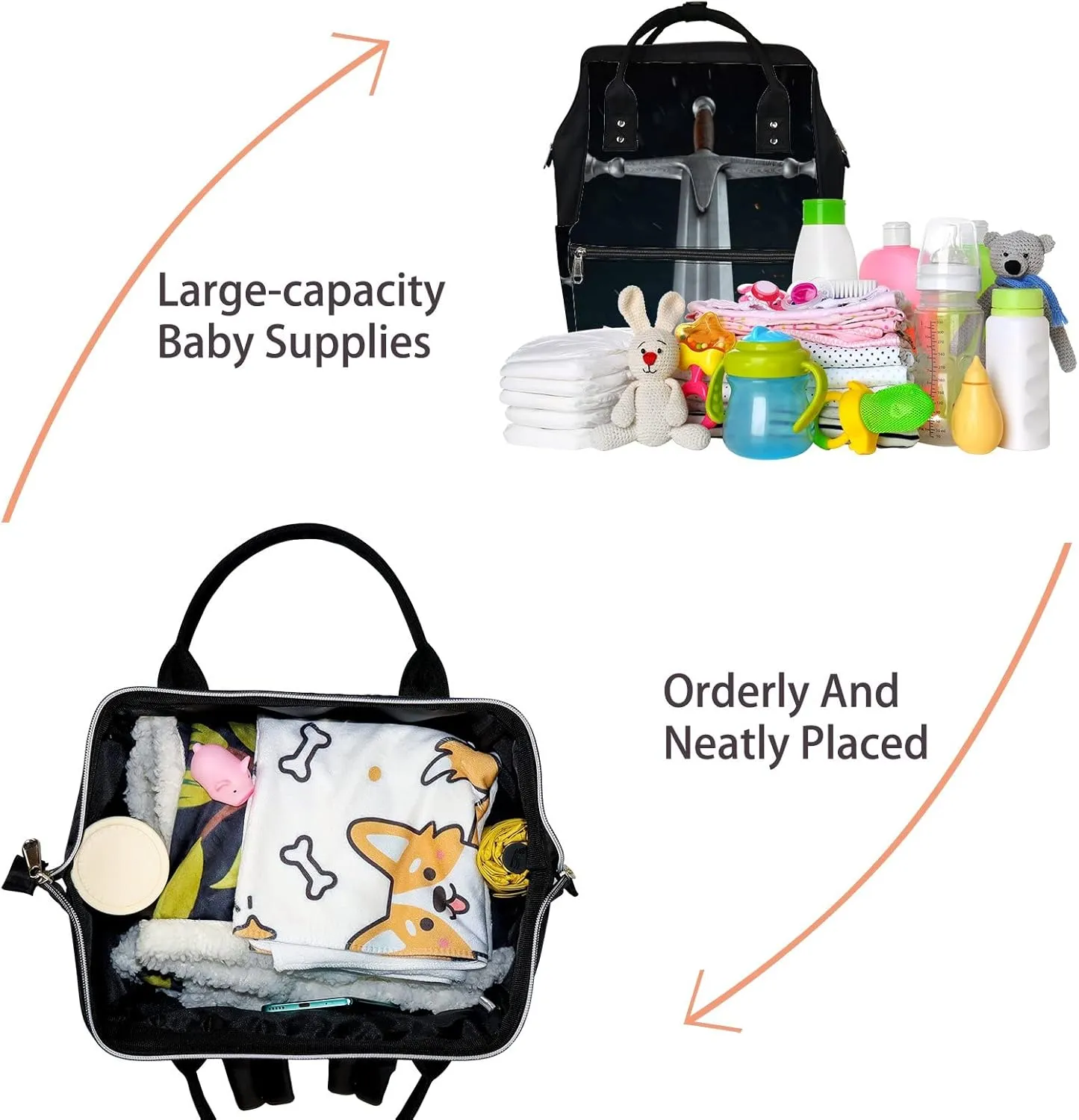 Metal Sword Diaper Bag Backpack Waterproof Backpack Baby Nappy Changing Bag for Travel Large Capacity Durable and Stylish for Woman