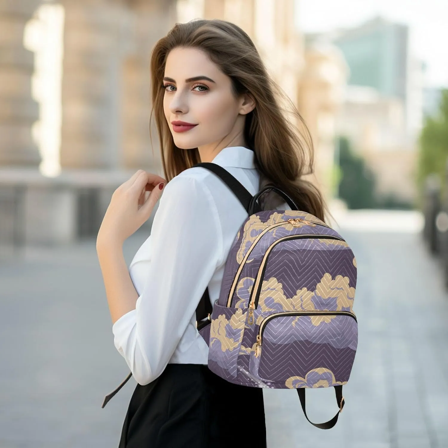 Meteors Clouds Fashion Travel Backpack for Women Multi Pockets Lightweight Purse for Women-M